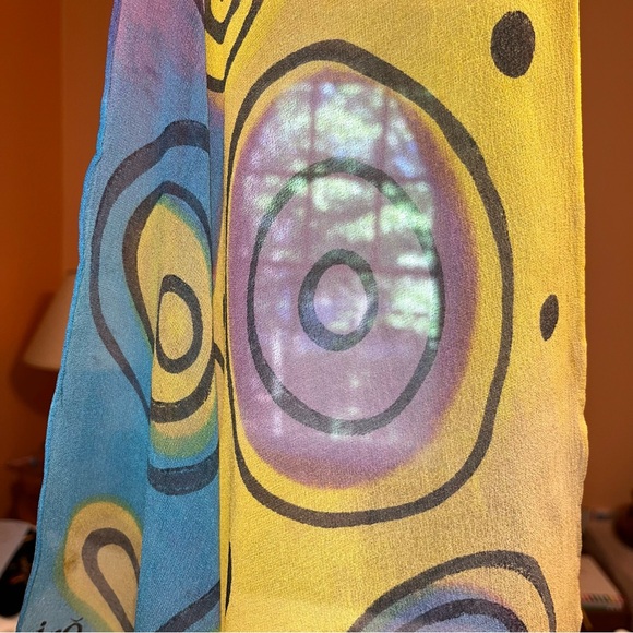 IRO Silk Chiffon Abstract Print • Art • Individually Hand Painted Scarf - Picture 4 of 8